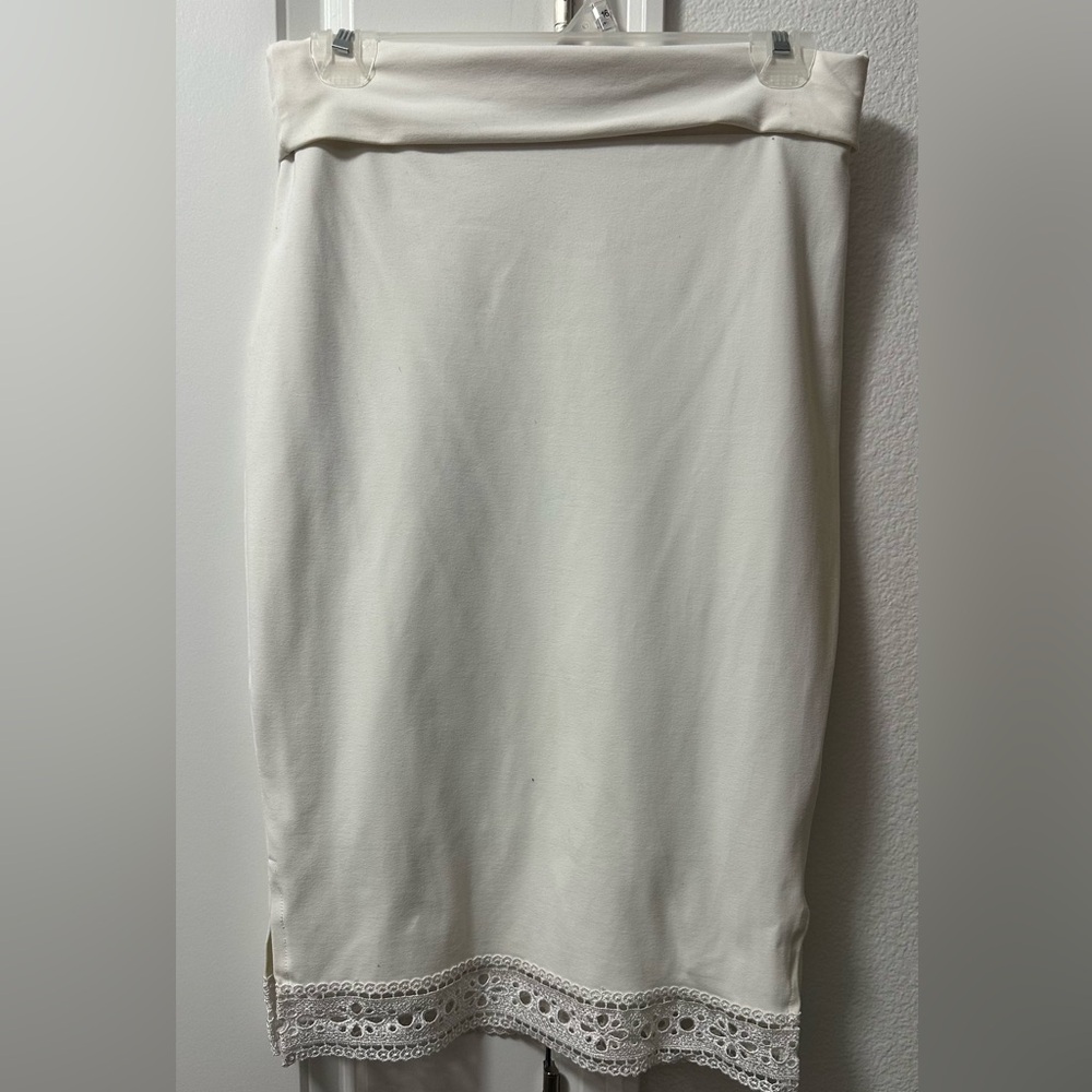bebe White Skirt with Lace Trim